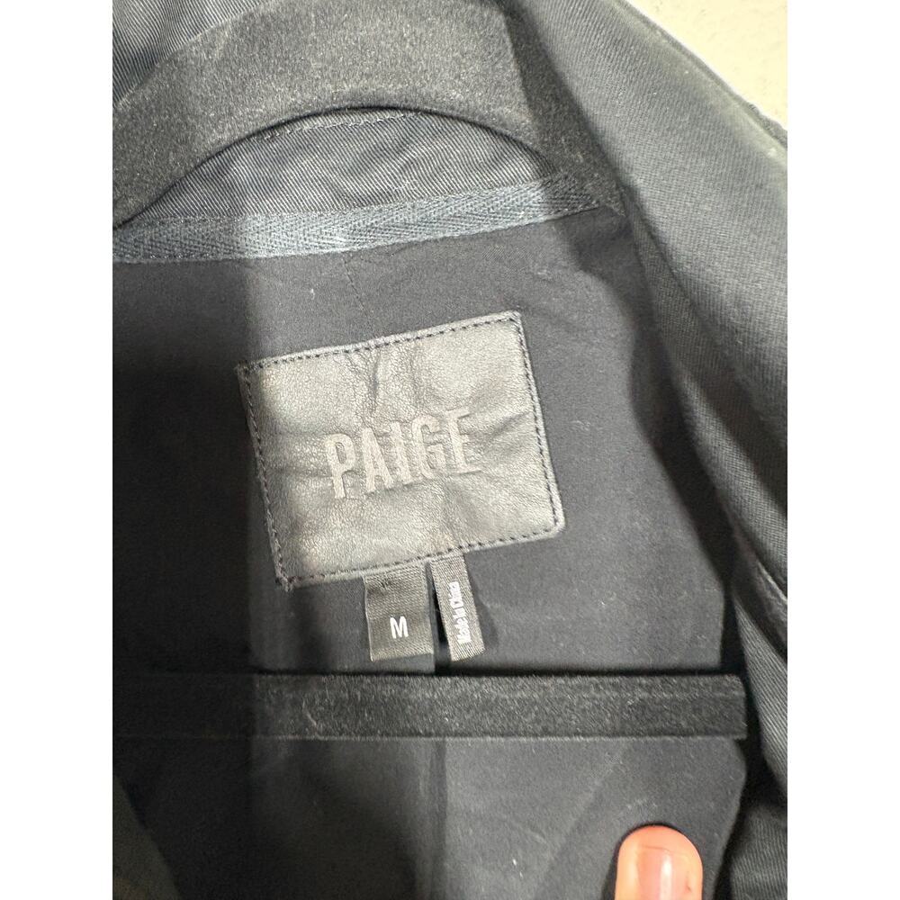 Paige Medium Sheryl Bomber Moto Jacket Black Full Zip Cotton Tencel Blend Pocket - Picture 10 of 11